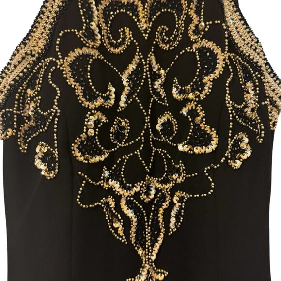 Alyce Designs Black Beaded Halter Neck Gown – Labeled 8, Fits Like 2 Y2K Glam - Picture 6 of 11